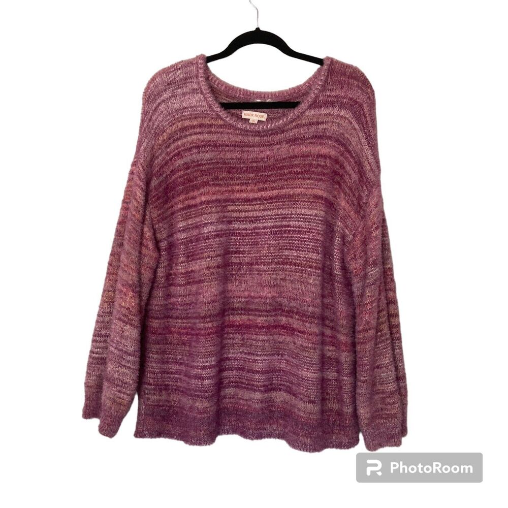 Knox Rose Womens Sweater XL Casual Slouchy Soft Drop Shoulder Raspberry Pullover